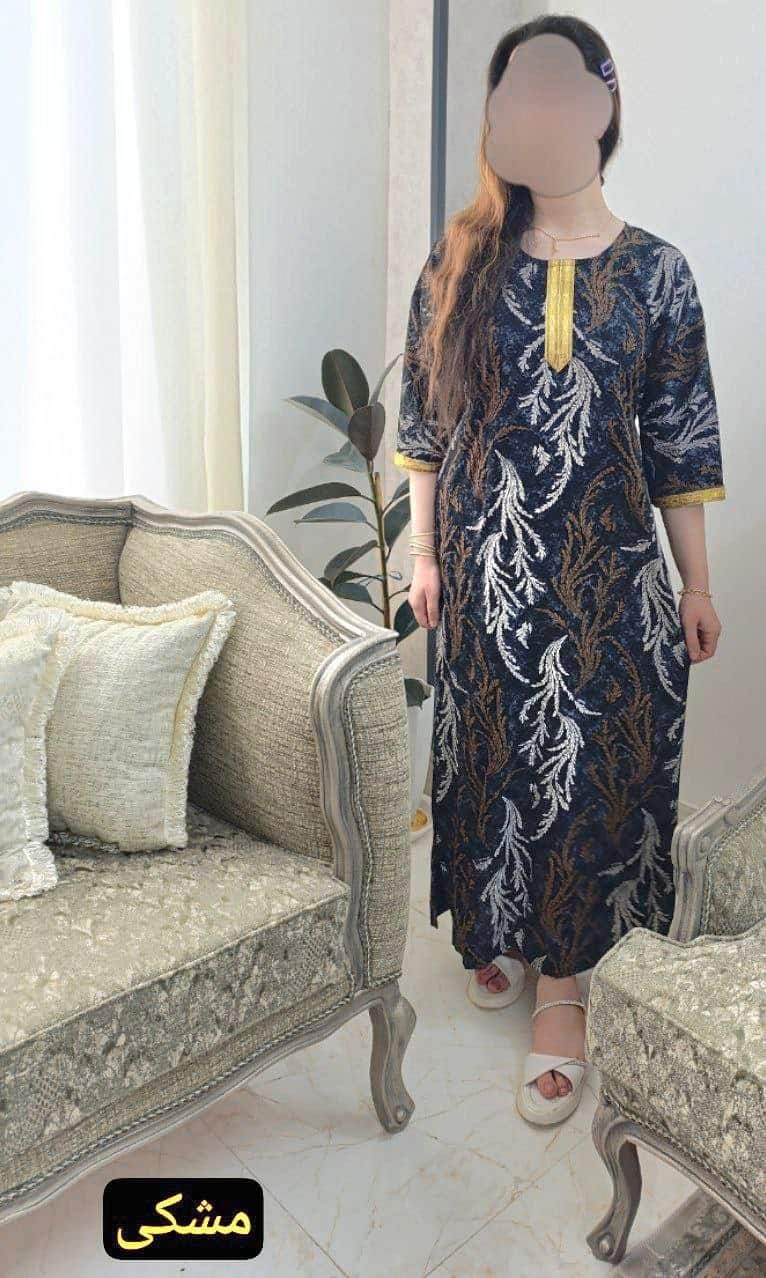 ساحلی آستین بلند نخی گل دار مدل نیلا